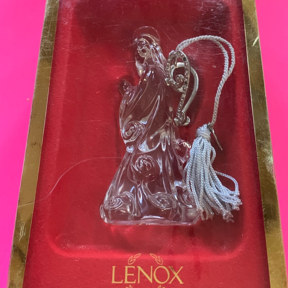 Lenox Angelic Gens Crystal Angel Ornament with Gold Accents Peace on Earth